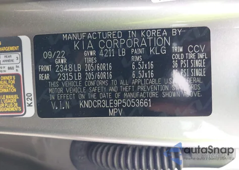 2023 Kia Niro Ex z USA, uszkodzony, nr VIN KNDCR3LE9P5053661